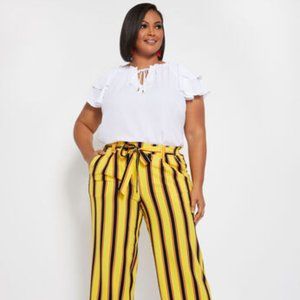 Striped Wide-Leg Pants